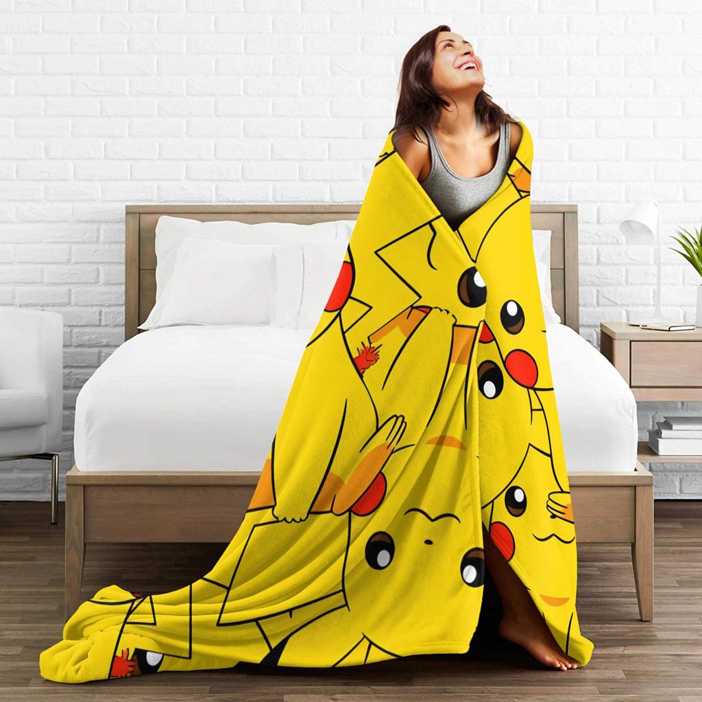 Pikachu Super Soft Blanket Children Plush Bedding Throws Novelty Couch Chair Flannel Bedspread Sofa Bed Cover