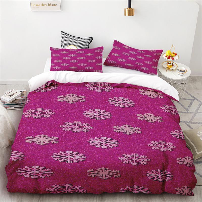 Duvet Cover Christmas Snowflakes Black Background Three Piece Collection One Quilt Cover Two Pillowcases Single Double Queen King