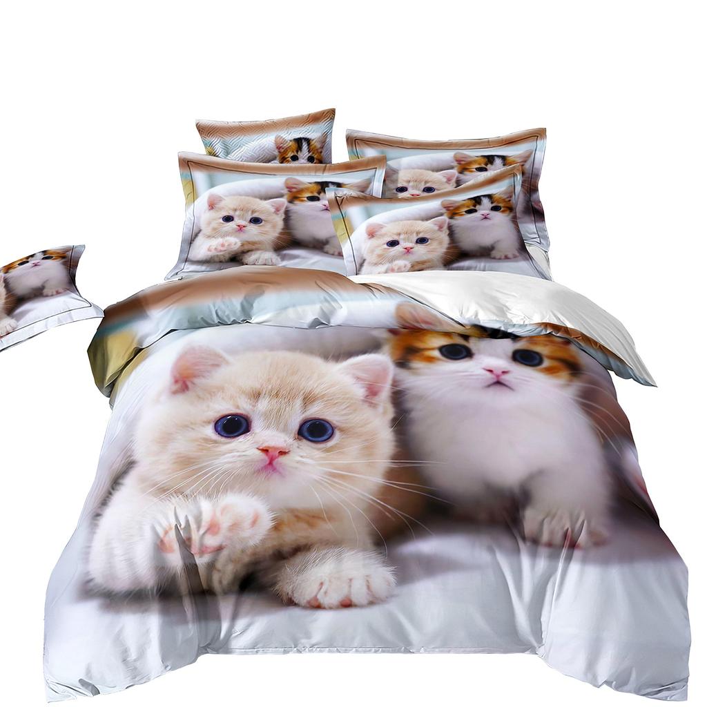 Комплект постельного белья с 3D милыми волками, кошкой и собакой, милый пододеяльник, пододеяльник, покрывало в этническом стиле с дикими животными и наволочками