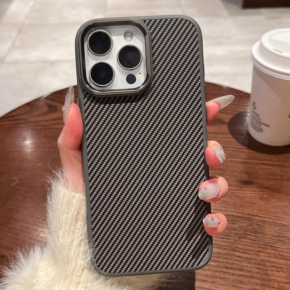 Чехол для iPhone 16 Pro Max, совместимый с MagSafe, PC + TPU, задняя крышка телефона, текстура углеродного волокна