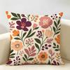 California Poppy Flower Boho Floral Cushion Cover Durable Hypoallergenic Organic Linen Short Pillow Cover Washable