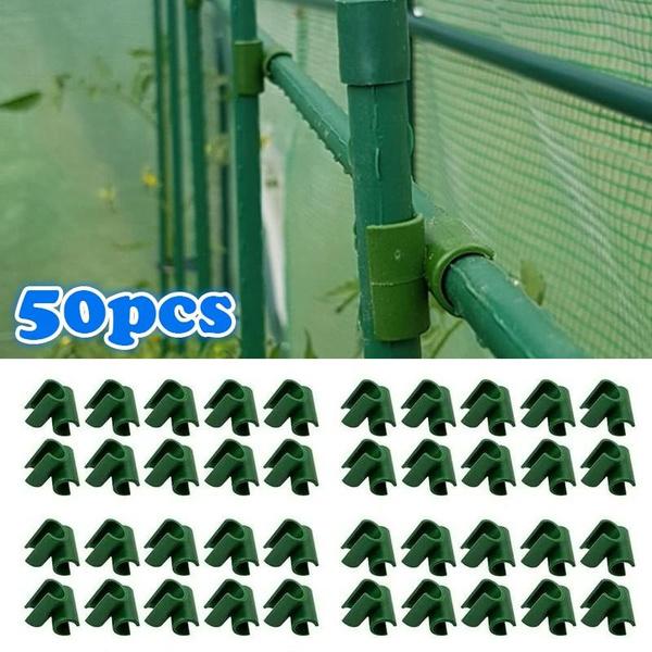 50Pcs Green Plant Trellis Connector Clip Stake Clips Vegetable Vine Cross Buckle For Fixed Garden Frame Rod Gardening Tool
