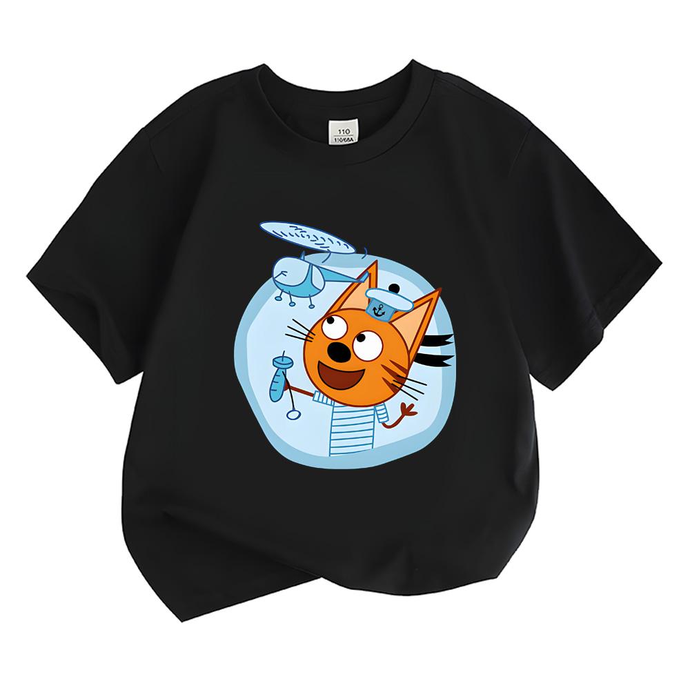 Детская футболка с мультяшным принтом Kid-e-cats Повседневная Кавайная Футболка для Мальчиков и Девочек Забавная Футболка с Графикой 100% Хлопок Удобная Футболка с Коротким Рукавом