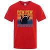 Pew Pew Madafakas Tshirt Men Short Sleeve Novelty Funny Cat T Shirt Cotton Oversize Tops Shirts Tee Streetwear