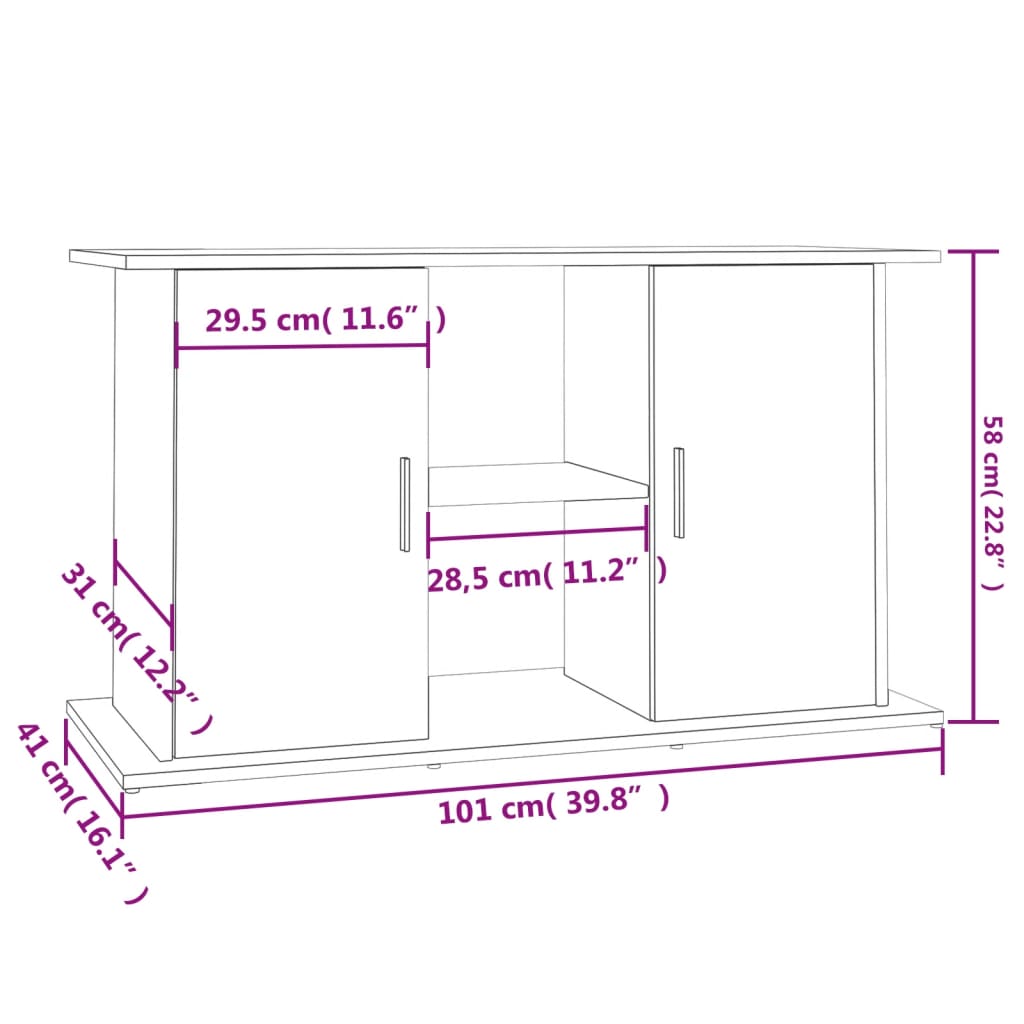 Aquarium Stand Smoked Oak Finish 101 x 41 x 58 cm Engineered Wood