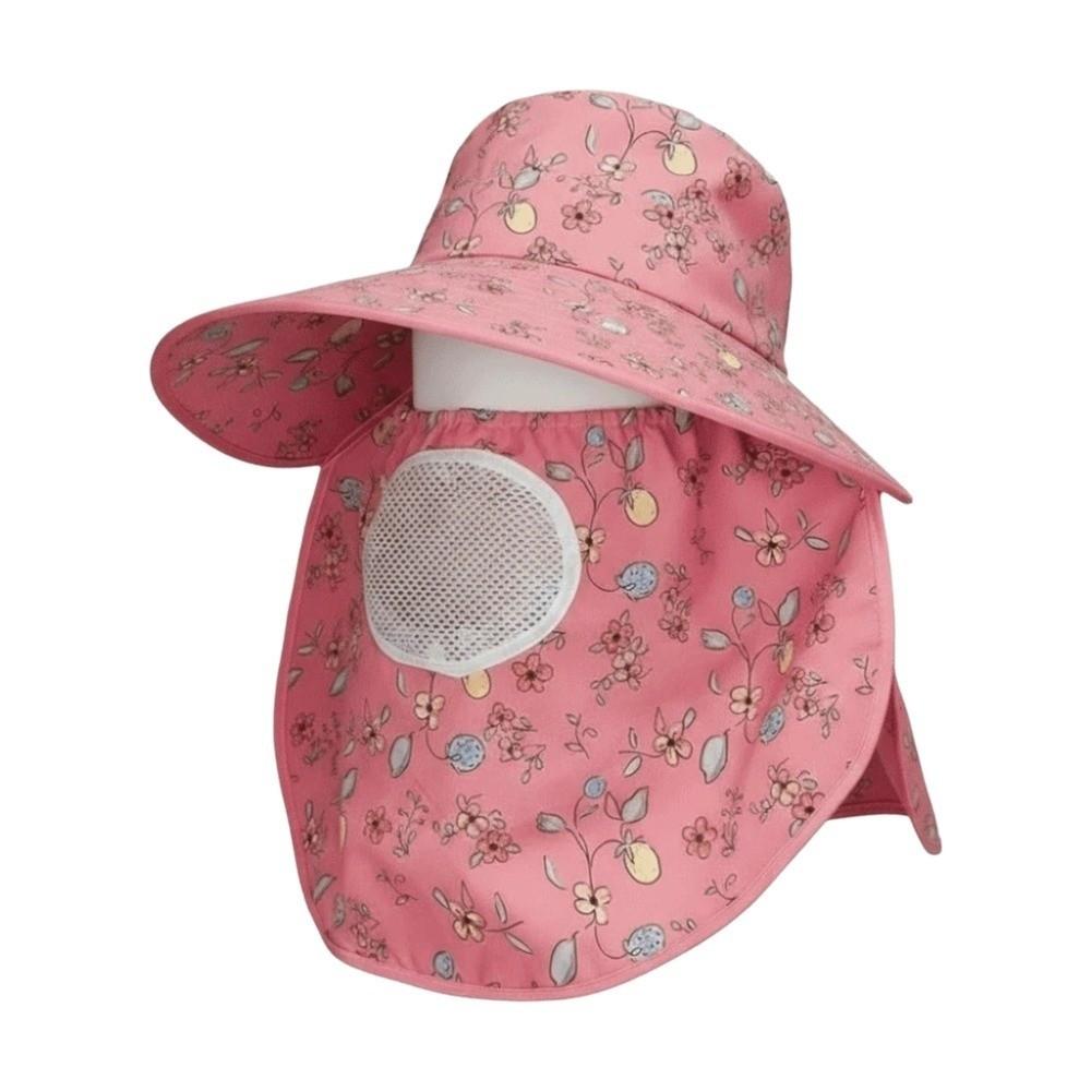Thin With Mask Picking Tea Hat Floral Detachable Sunshade Shawl Cap Polyester Breathable Neck Protection Hat Spring / Summer