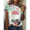Fashion Flamingo 3D Print T-Shirts Women New Casual O-Neck Short Sleeve T Shirt Y2k Harajuku Oversized Tees Tops Female Clothing