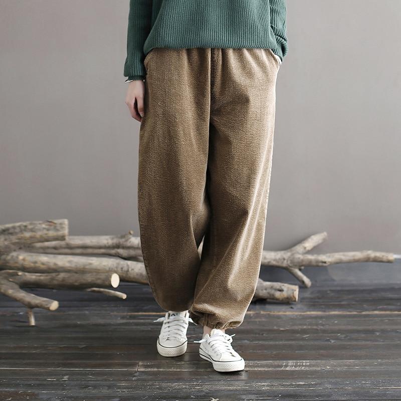 Johnature Женские свободные однотонные повседневные брюки, винтажные брюки с эластичной резинкой на талии, весенние удобные брюки