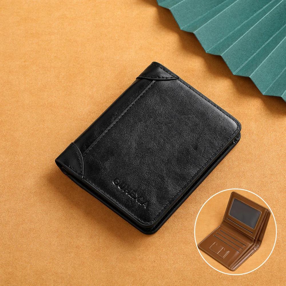 Кожа PU RFID Кошелек Мужской Тонкий Вертикальный Кошельки Черный Тонкий Короткий Держатель для ID и Кредитных Карт Минималистичный Мужской Коричневый Кошелек для Денег
