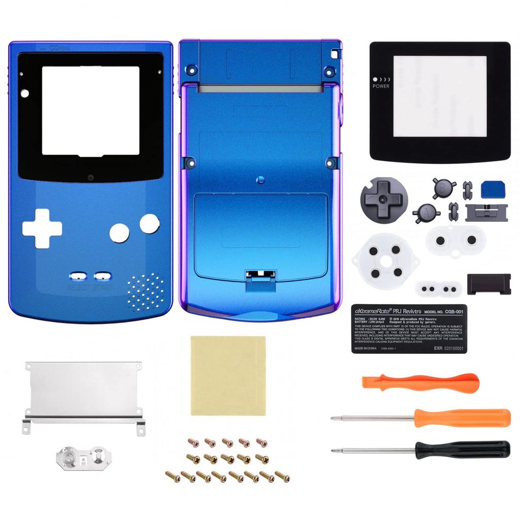 EXtremeRate Запасной корпус, полный корпус с кнопками, улучшенный IPS для Game Boy Color. Совместимо с GBC OSD IPS, Regular IPS и Standard