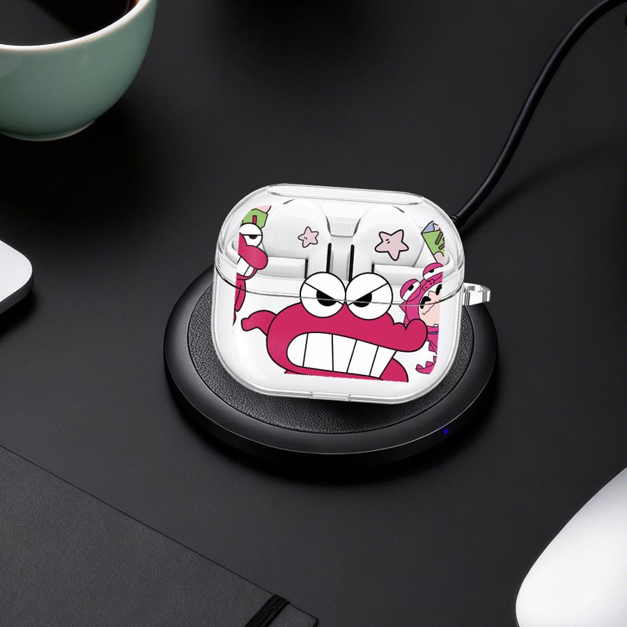 Crayon ShinChan Cartoon Clear Earphone Cases Cover With Hook Case For Samsung Galaxy Buds 4Pro 2 3 FE Live 4 Pro 2Pro 3Pro