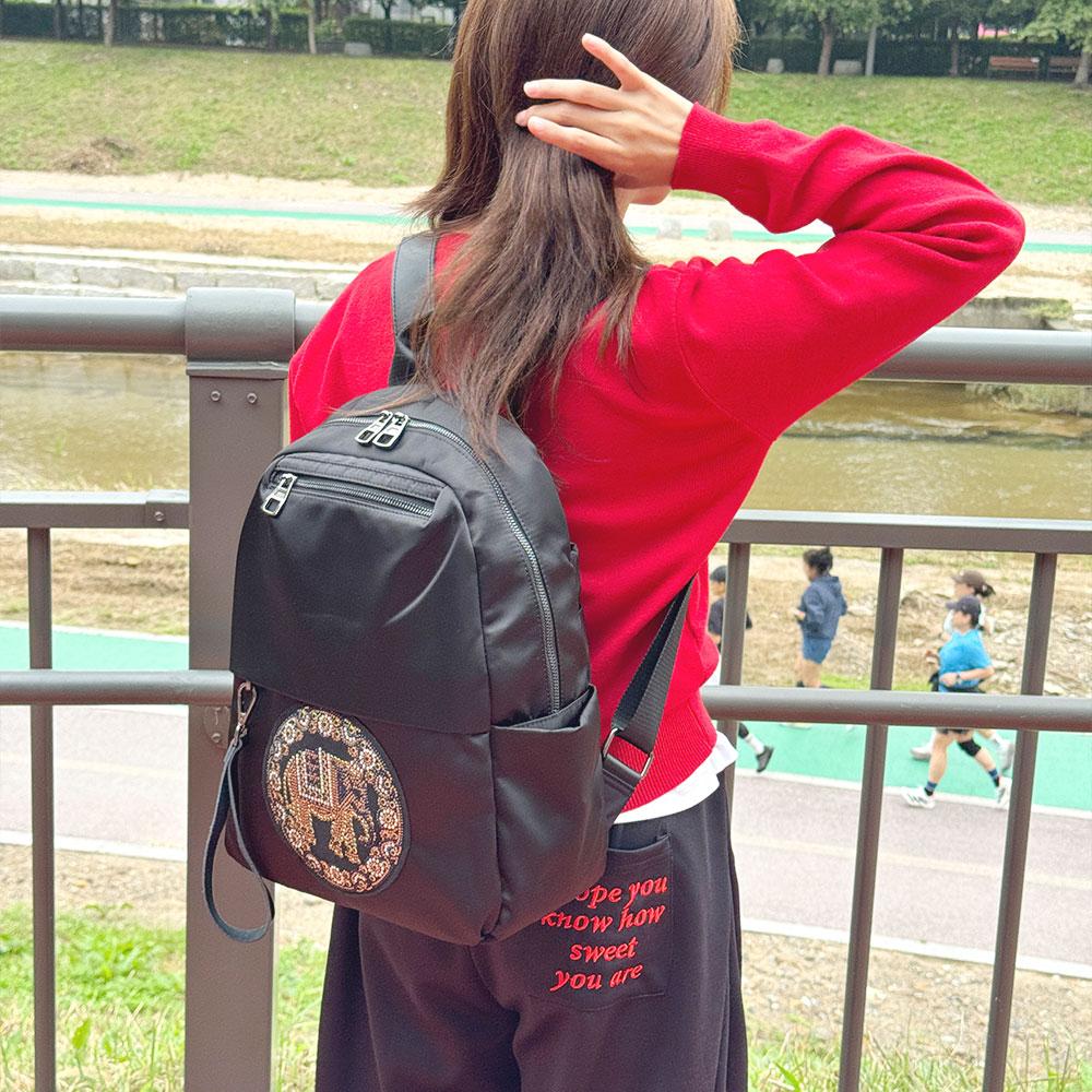 BRBAG BR_23-18 Casual Cubic Elephant Black Backpack