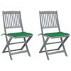 Day and Night - Day and Night Folding Garden Chairs 2 Pcs Cushions Solid Acacia Wood