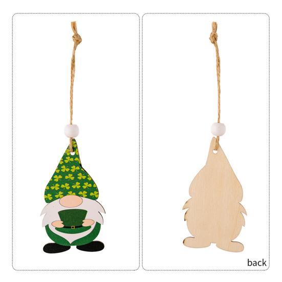 9 шт/коробка ул.. День Святого Патрика Подвески в виде гномов Мультфильм Подвесное отверстие Деревянные бусины Декор Трилистник с принтом Окна Двери Садовые украшения Празднование ирландского дня