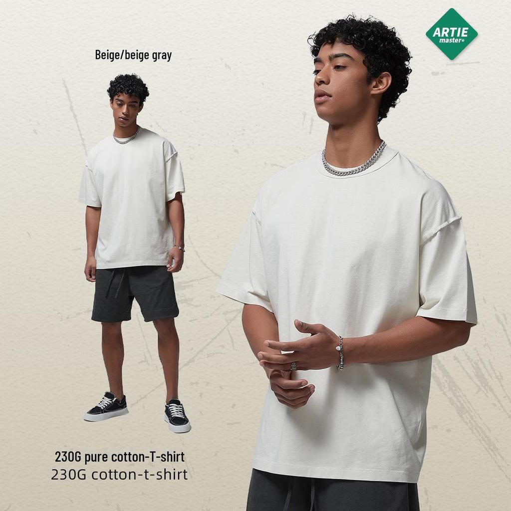 ARTIE Men's Spring/Summer 2024 Fringe Collar Street Fashion Washed Short-Sleeve T-Shirt