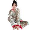 Ice Silk Women's Mori Style Long Sleeve & Pants Floral Pajama Set