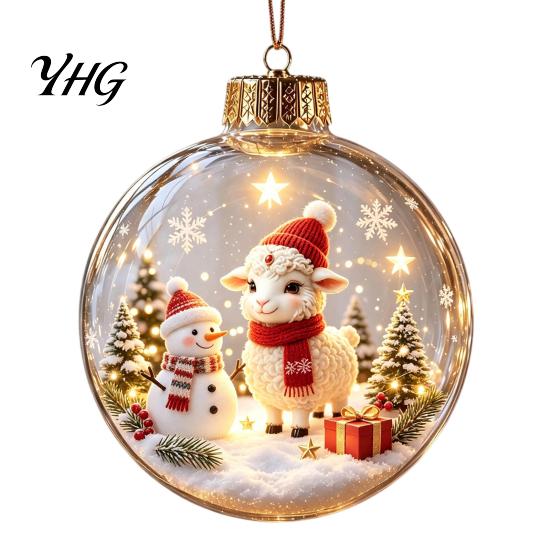 Christmas Gift Embellishments Glowing Story Ornament, Light?Up Mini Holiday Scene Hanging Ball with Warm Party Favors LED Light, Clear Plastic