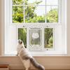 Cat Door for Window, Adjustable to Fit Window Width 686-813 mm, 4 Secure Lock Modes, Aluminum Frame and High-Transparency Glass, Magnetic Closure,