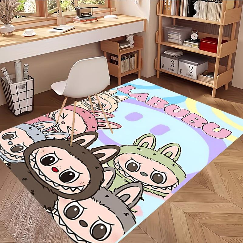 Labubu Print Rug, Washable Floor Carpet, For Entryway Dorm Laundry Room Office Study, Home Decor Birthday Christmas Gift