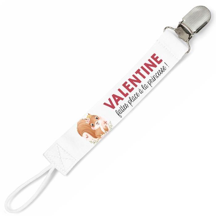 Planetee Attache tétine pour prénom VALENTINE faites place a la princesse | Attache sucette cadeau naissance
