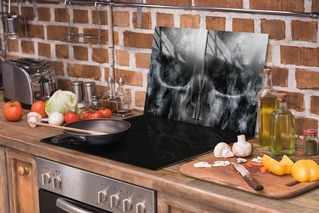 СТЕКЛЯННАЯ ЗАЩИТНАЯ ПАНЕЛЬ ДЛЯ КУХНИ 2x35x52 ЧЕРЕП