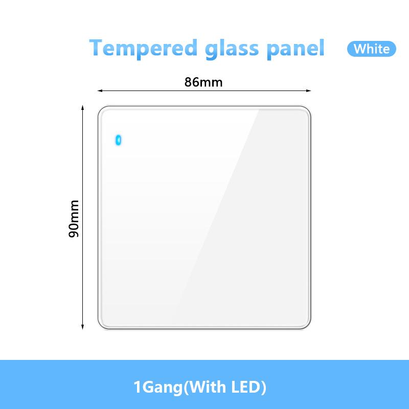 Universal Wall LED Light 1/2Way Switch 16A Black/White Tempered Glass Panel ON OFF Power Push Button Rocker Switch 1/2/3/4 Gang