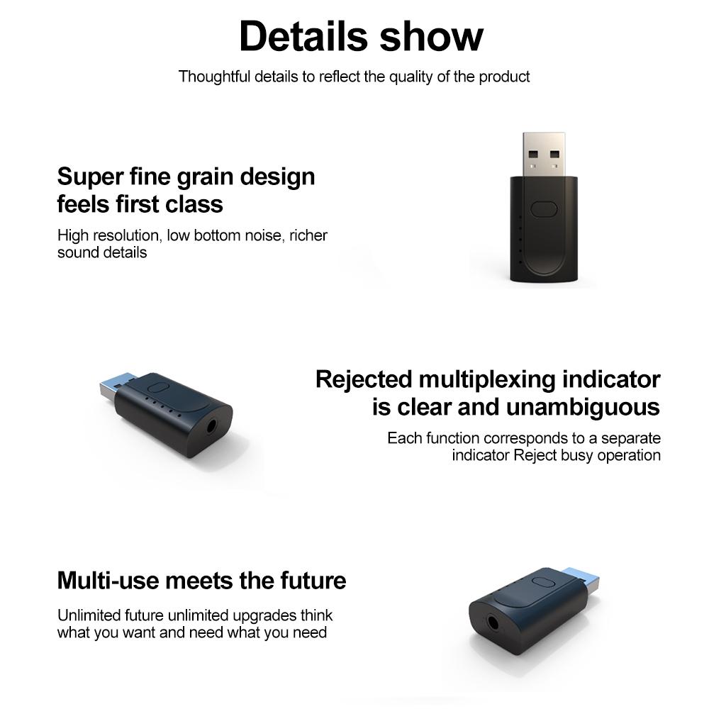 4 в 1 USB Bluetooth-совместимый адаптер Аудио передатчик Приемник USB на разъем 3,5 мм Звуковая карта Внешняя звуковая карта для ПК Ноутбук ТВ Автомобильный динамик