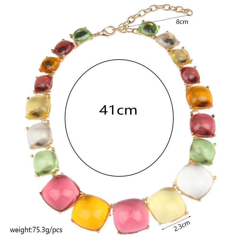 Pink Crystal Necklace Earrings Set Gold-Plated Base Shiny Gradient Pink Gems For Weddings Parties Evening Events