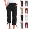 Women's Fashion Solid Color Elastic Waisted Drawstring Pocket Casual Pencil Pants