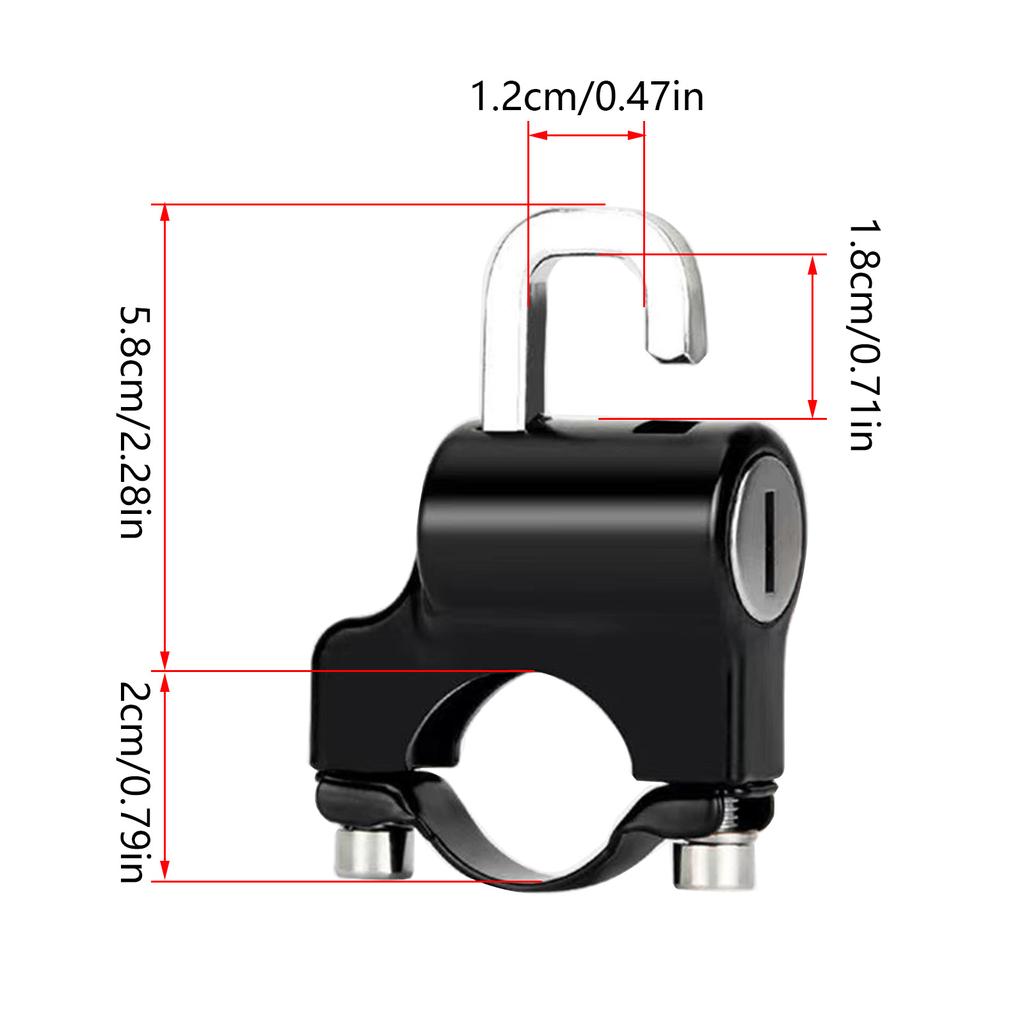Universal Motorcycle Scooter Street Bike Handlebar Part Helmet Lock Anti-Theft Security Aluminum Alloy Locks with 2 Keys