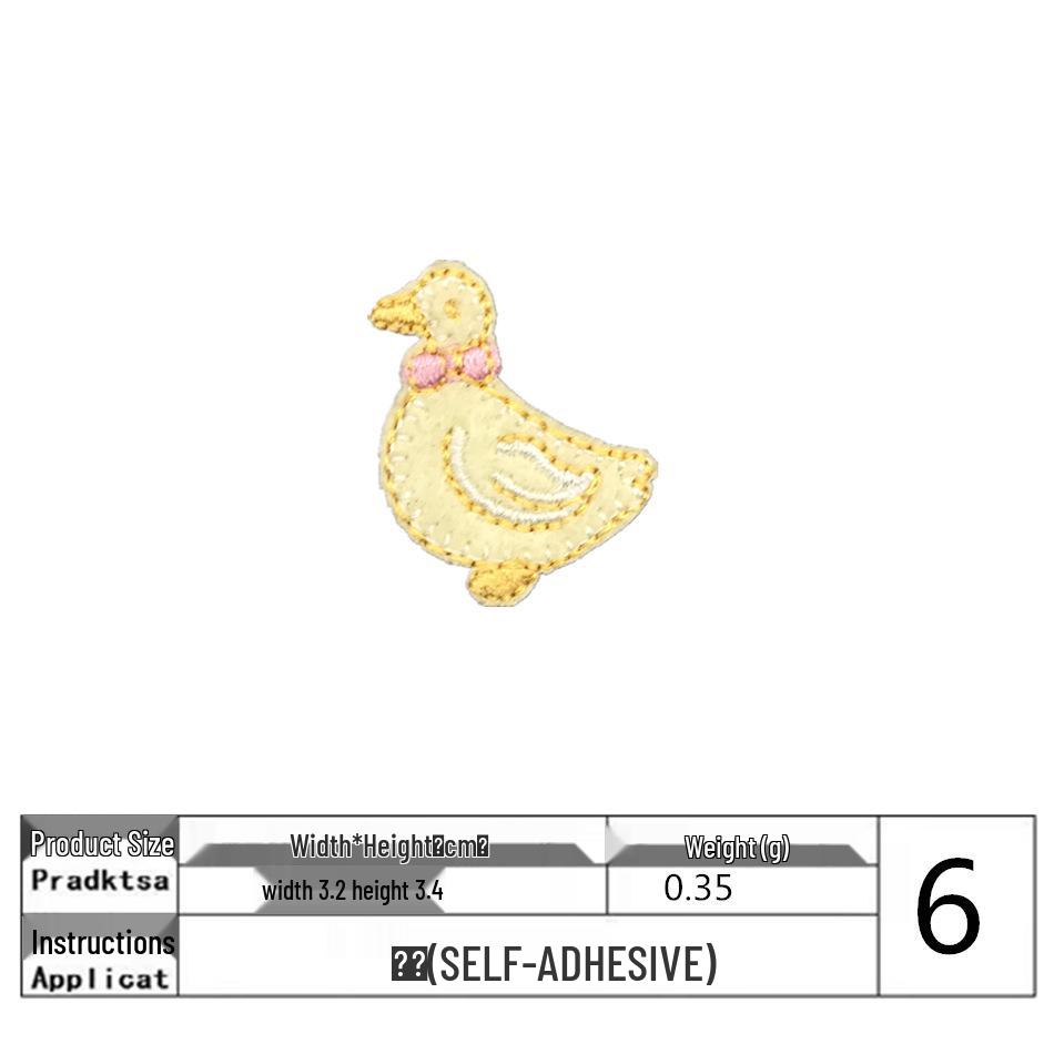 Самоклеящаяся милая мультяшная вышивка в виде утки для одежды и сумок