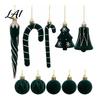 Winter Holiday Party Supplies 10 Pcs Velvet Flocking Christmas Ornaments Sparkly Glitter Flocked Icicle Cane Bell Xmas Ornaments Ball Tree