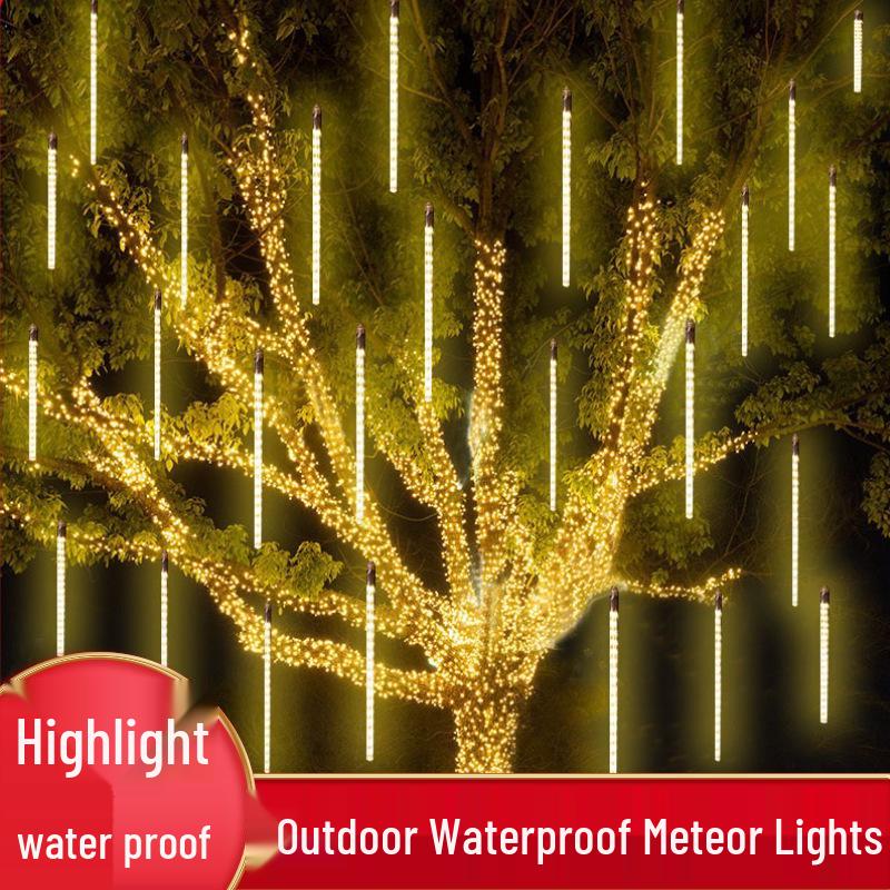 Waterproof Solar LED Meteor Shower String Lights - Outdoor Hanging Decorative Tree Lights