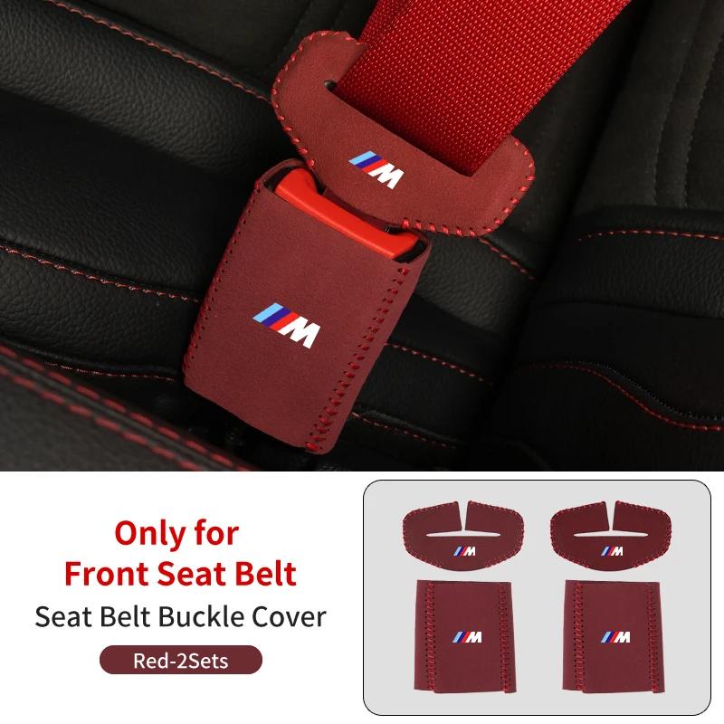 BAAK1 New 2025 2PC Car Seat Belt Buckle Protective Cover Safety Belt Plug Clip Case For BMW M X1 X3 X5 X6 X7 E30 E90 M3 E84 E83 E91 E7