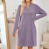 Женское осенне-зимнее платье в рубчик, повседневное мини-платье с длинным рукавом и V-образным вырезом, свободное платье-свитер с карманами