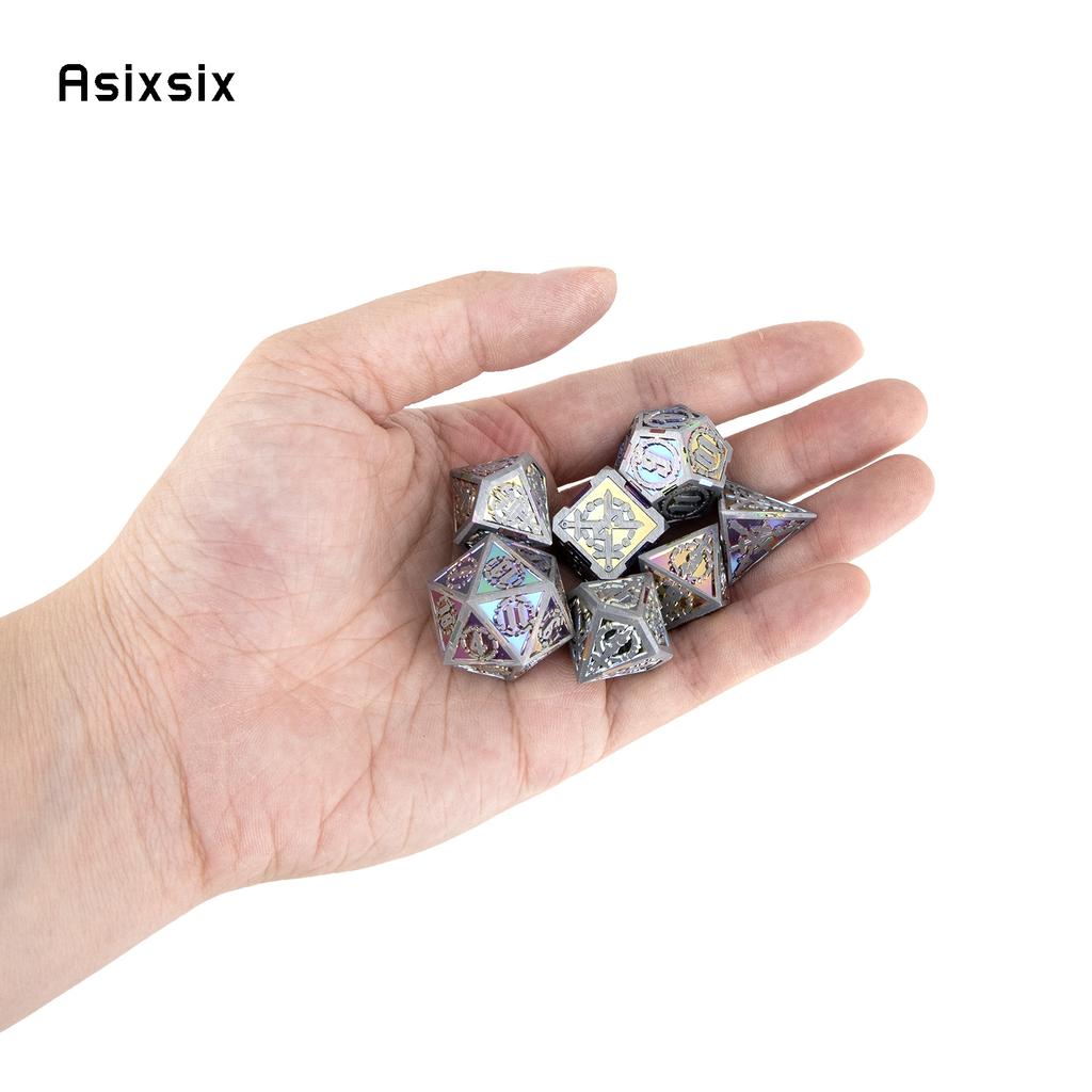 7 шт. красочные серебряные двойные мечи, металлические кубики, набор одноцветных многогранных кубиков, подходящий для ролевой игры, настольной игры Pathfinder