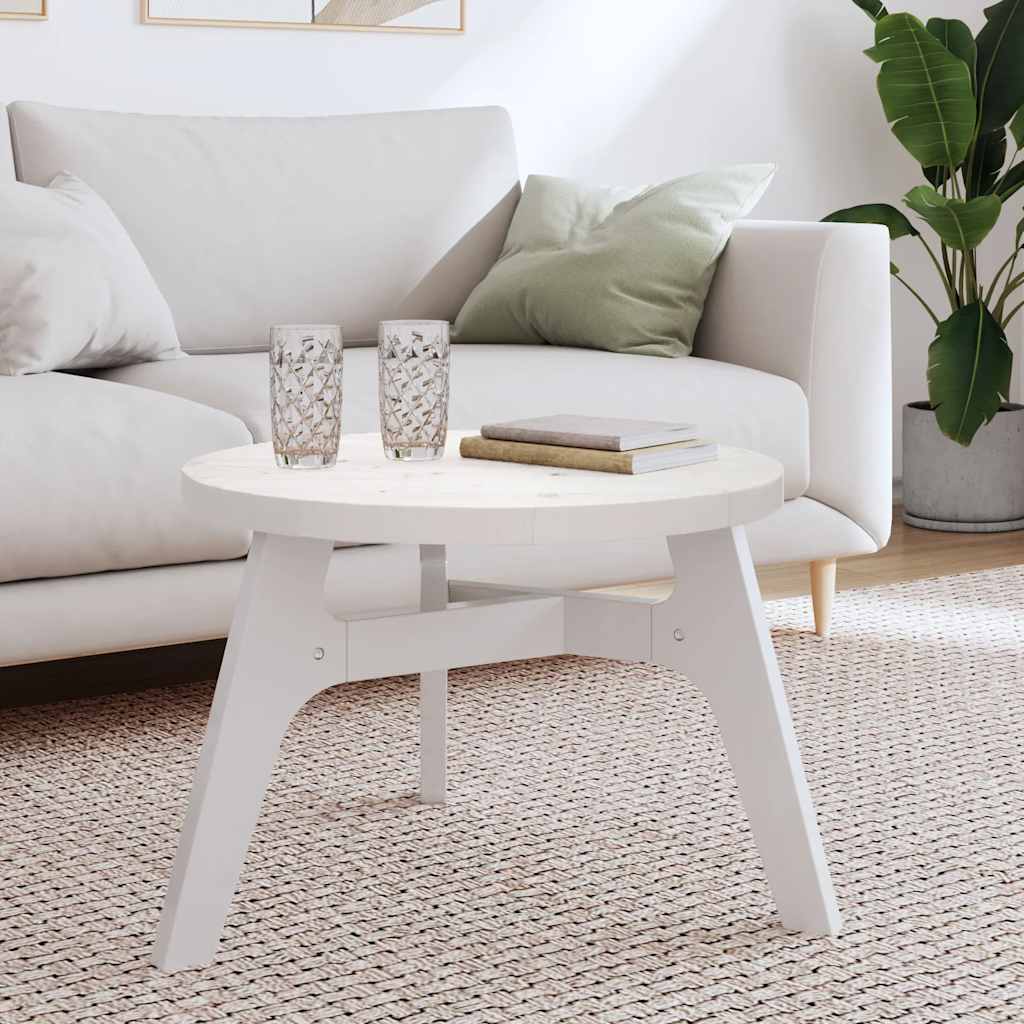 Round Table Top White Ø60x3 cm Solid Pine Wood