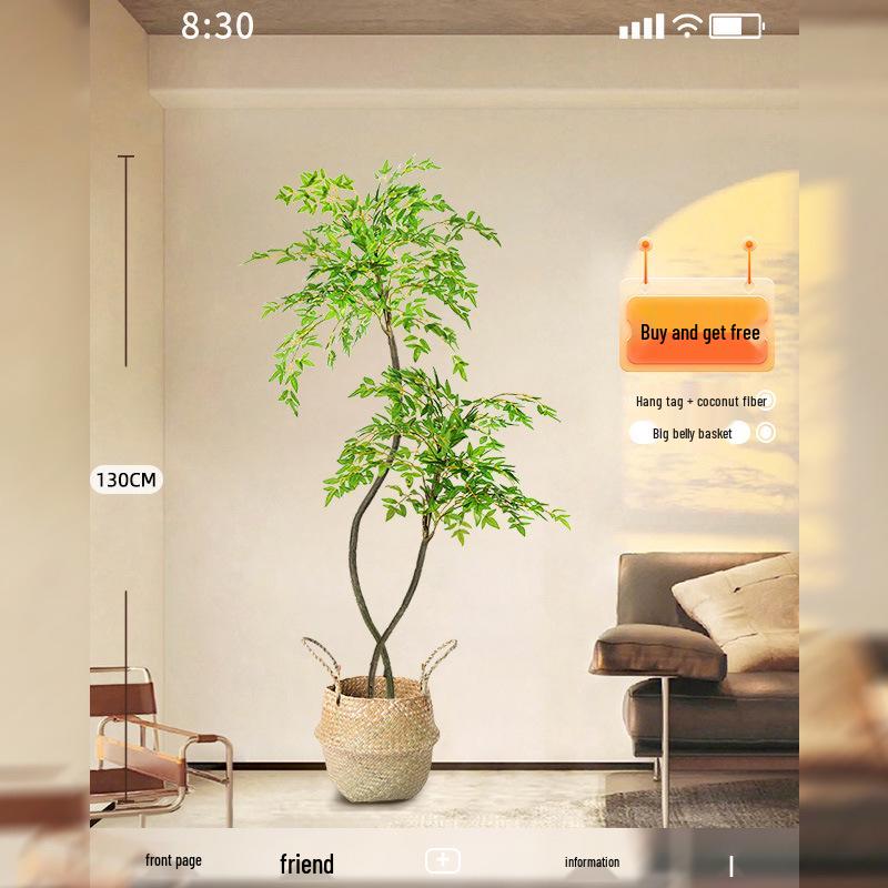 Нандина Роскошное Искусственное Дерево - Напольное Украшение для Помещений и Бионическое Зеленое Растение в Горшке