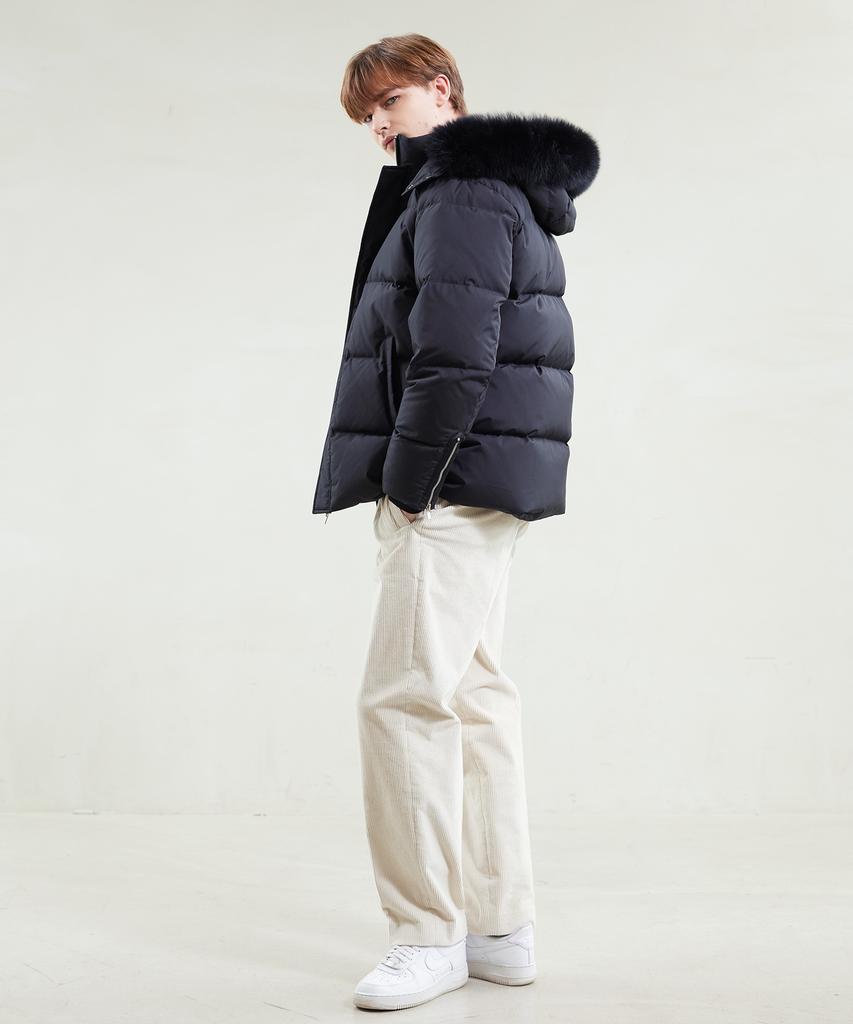 YUJEEOT Fox Fur Goose Down Jumper Black