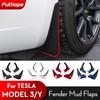 4 шт./компл. автомобильные брызговики новой энергии для Tesla Model 3 Model Y-23, брызговики, крыло, матовое черное углеродное волокно