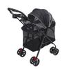 Pet Stroller One Click Folding Cat Stroller 4 Wheels Dog Wagon with Sun Shades and Cup Holder for Travel Black