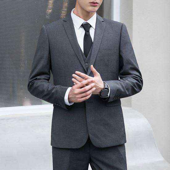 Мужской деловой пиджак с одной пуговицей и лацканами, однотонный деловой пиджак для повседневной носки, вечеринок, свадеб