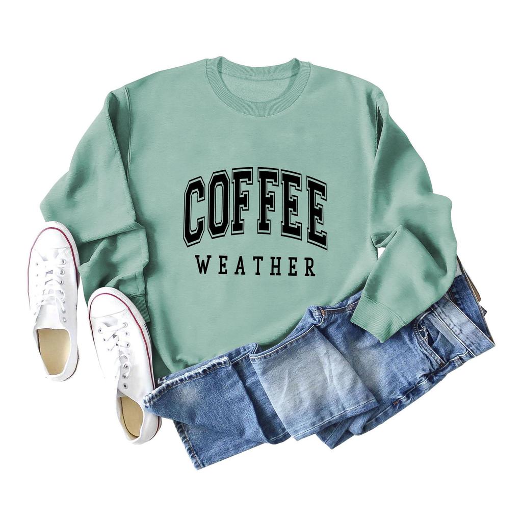 Европейско-американская принтованная толстовка с круглым вырезом - COFFEE WEATHER Мода