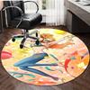 1pc Nami  Print Round Carpet Chair Round Carpet Suitable for Bedroom Living Room Home Decorative Carpet