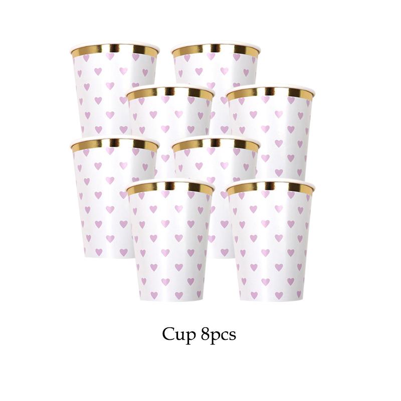 Золото Фиолетовый Вечеринка Одноразовые Столовые Наборы Бумажные Стаканчики Тарелки Товары Для Детского Праздника День Рождения Карнавал Свадебный Декор Детские Сувениры