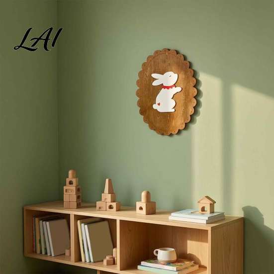 Nordic Style Wall Art Rustic Wooden Stickers Rabbit Goose Decor Cute Sticker for Kids Room Animal Bedroom Nursery Photography Prop Non Damaging