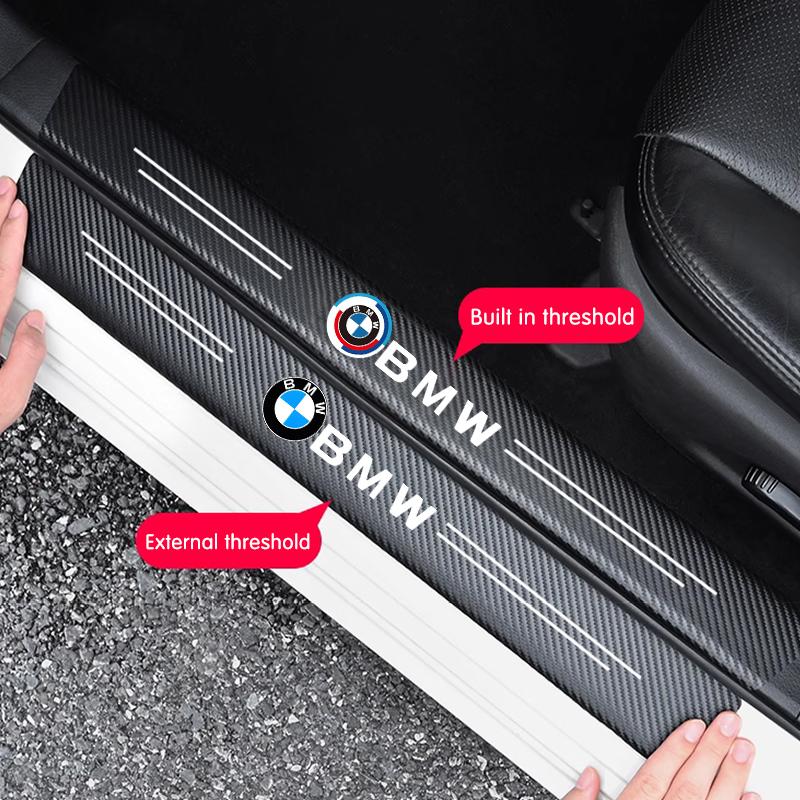 BAGD7 2026 Car Sticker BMW Car Threshold Strip Anti Stepping Leather Protective Sticker For BMW M E46 E90 E60 F30 F10 X1 X2 X3 X5 X4 X