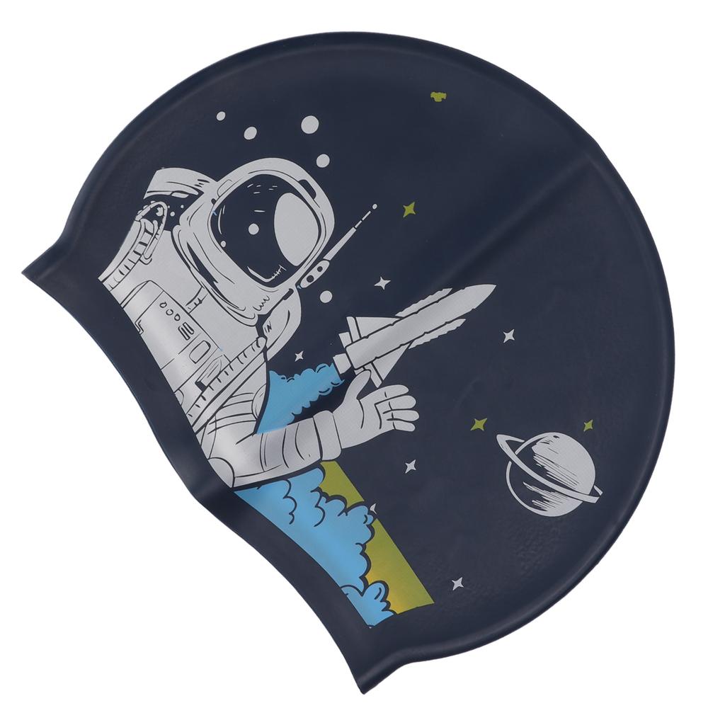 Шапочка для плавания Силиконовая Водонепроницаемая Повязка на голову с защитой ушей для взрослых с длинными волосами Водные виды спорта Печать Космонавт