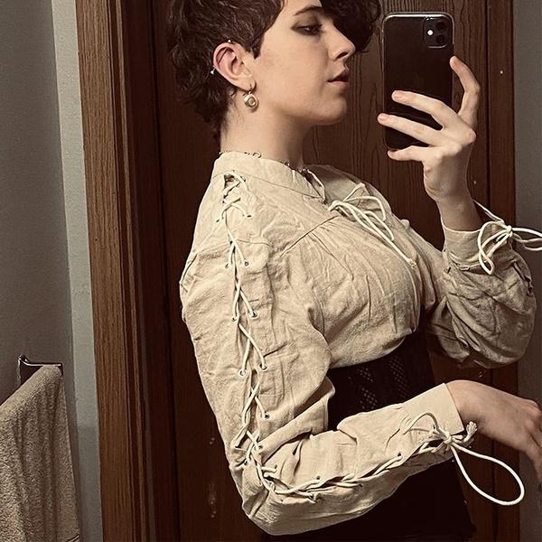 Средневековый костюм для косплея, скандинавский викинг, пират, модная мужская повязка, рубашка в стиле Ренессанс с длинными рукавами, рыцарь, панк, мужская рубашка воина