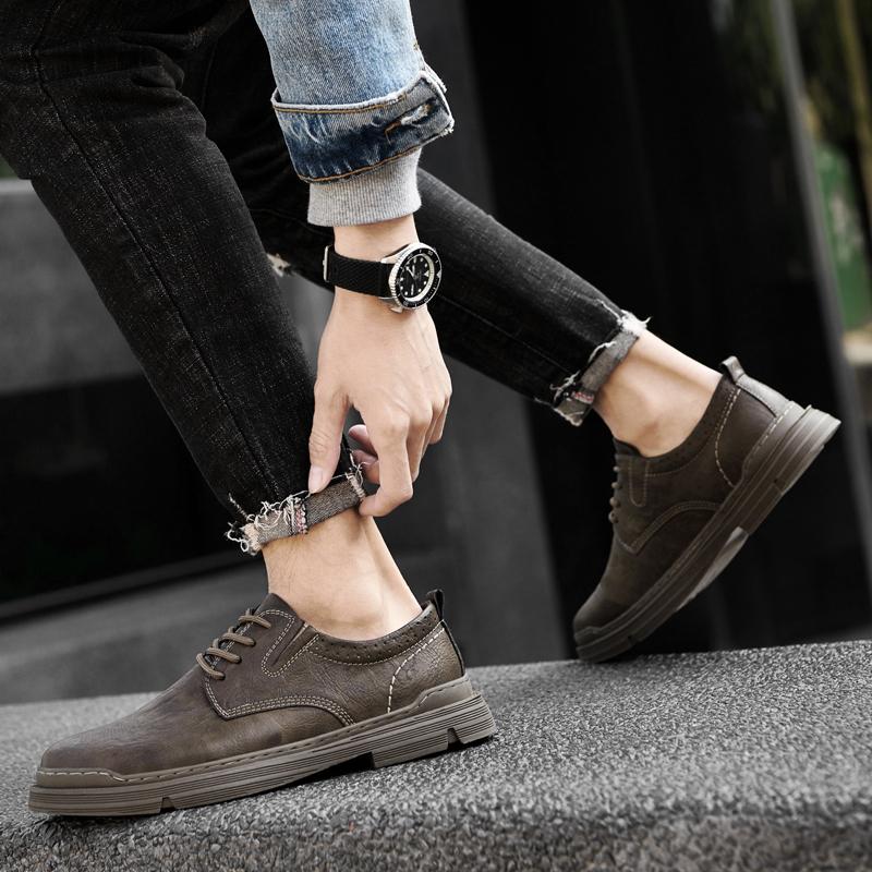 Мужская кожаная повседневная обувь первого слоя, универсальная износостойкая рабочая обувь, нескользящая походная обувь для скалолазания